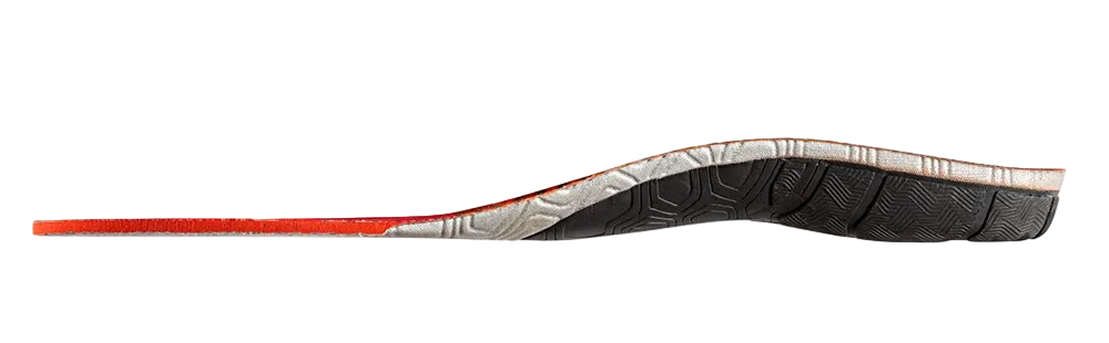 Sidas Winter 3D Performance Insoles showing contoured 3D anatomical EVA shell, integrated heel shock absorption pad, micro-fiber top cover, and insulating aluminum thermal foil layer.