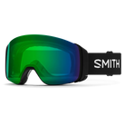 Front view of the Smith 4D MAG Goggles featuring down-curved BirdsEye Vision optics, integrated magnetic MAG outrigger levers, a ChromaPop dual-lens assembly, triple-layer DriWix face foam, and an ultra-wide silicone-backed strap.