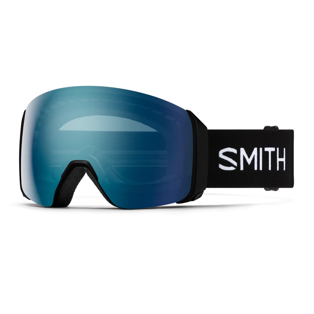 Front view of the Smith 4D MAG XL Goggles featuring an oversized OTG-compatible frame, down-curved BirdsEye Vision ChromaPop lens, integrated magnetic MAG retention levers, triple-layer DriWix face foam, and a silicone-backed QuickFit strap.