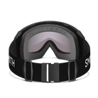 Rear view of the Smith 4D MAG XL Goggles featuring an oversized OTG-compatible frame, down-curved BirdsEye Vision ChromaPop lens, integrated magnetic MAG retention levers, triple-layer DriWix face foam, and a silicone-backed QuickFit strap.