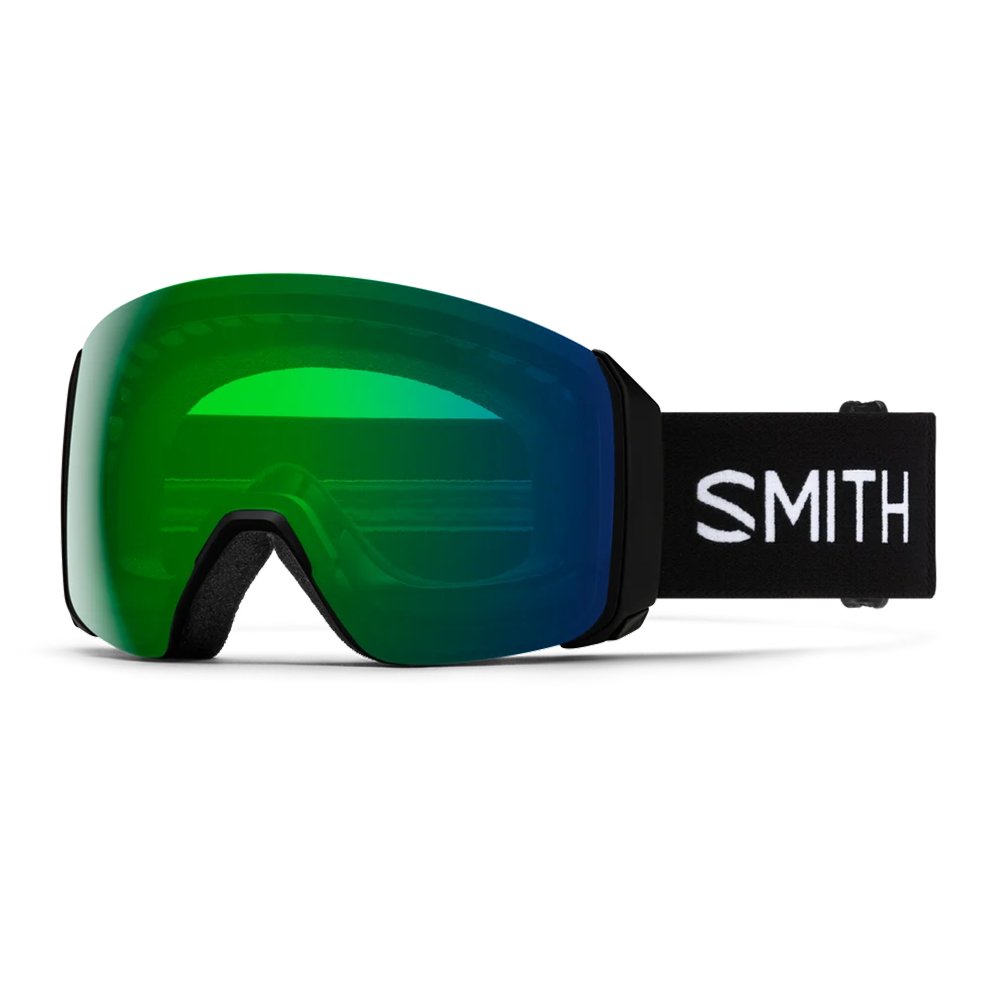 Front view of the Smith 4D MAG XL Goggles featuring an oversized OTG-compatible frame, down-curved BirdsEye Vision ChromaPop lens, integrated magnetic MAG retention levers, triple-layer DriWix face foam, and a silicone-backed QuickFit strap.