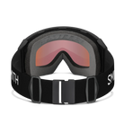 Rear view of the Smith 4D MAG XL Goggles featuring an oversized OTG-compatible frame, down-curved BirdsEye Vision ChromaPop lens, integrated magnetic MAG retention levers, triple-layer DriWix face foam, and a silicone-backed QuickFit strap.