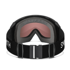 Rear view of the Smith 4D MAG XL Goggles featuring an oversized OTG-compatible frame, down-curved BirdsEye Vision ChromaPop lens, integrated magnetic MAG retention levers, triple-layer DriWix face foam, and a silicone-backed QuickFit strap.