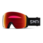 Front view of the Smith 4D MAG XL Low Bridge Fit Goggles featuring an oversized OTG-compatible low-bridge frame, down-curved BirdsEye Vision ChromaPop lens, integrated magnetic MAG retention levers, triple-layer DriWix face foam, and a silicone-backed QuickFit strap.