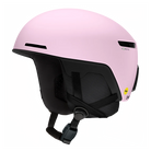 Side view of a pink Smith Code MIPS Helmet featuring lightweight in-mold construction, zonal Koroyd honeycomb structures, six fixed ventilation ports, a BOA 360 Fit System dial, and a Fidlock magnetic chin strap buckle.