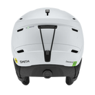 Rear view of a white Smith Descend MIPS Round Contour Fit Helmet featuring round internal geometry, lightweight in-mold construction, zonal Koroyd honeycomb structures, 16 regulator-controlled vents, and an adjustable fitment dial.