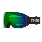 Front view of the Smith I/O MAG Low Bridge Fit Goggles featuring modified low-bridge face foam contours, a spherical Carbonic-x ChromaPop lens, integrated magnetic MAG retention levers, triple-layer DriWix face foam, and a silicone-backed QuickFit strap.