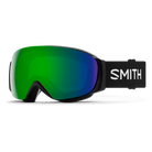 Front view of the Smith I/O MAG S Low Bridge Fit Goggles featuring a compact low-bridge frame, modified nose pocket foam contours, spherical Carbonic-x ChromaPop lens, integrated magnetic MAG retention levers, and a silicone-backed QuickFit strap.