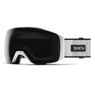 Front view of the Smith I/O MAG XL Low Bridge Fit Goggles featuring an oversized OTG-compatible frame, modified low-bridge face foam contours, spherical Carbonic-x ChromaPop lens, integrated magnetic MAG retention levers, and a silicone-backed QuickFit strap.
