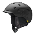 Side view of a matte black Smith Nexus MIPS Helmet featuring a hybrid shell construction, zonal Koroyd honeycomb structures, dual-regulator active vents, an exoskeleton side-impact shell, and a BOA 360 Fit System dial.