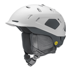 Side view of a matte white Smith Nexus MIPS Helmet featuring a hybrid shell construction, zonal Koroyd honeycomb structures, dual-regulator active vents, an exoskeleton side-impact shell, and a BOA 360 Fit System dial.