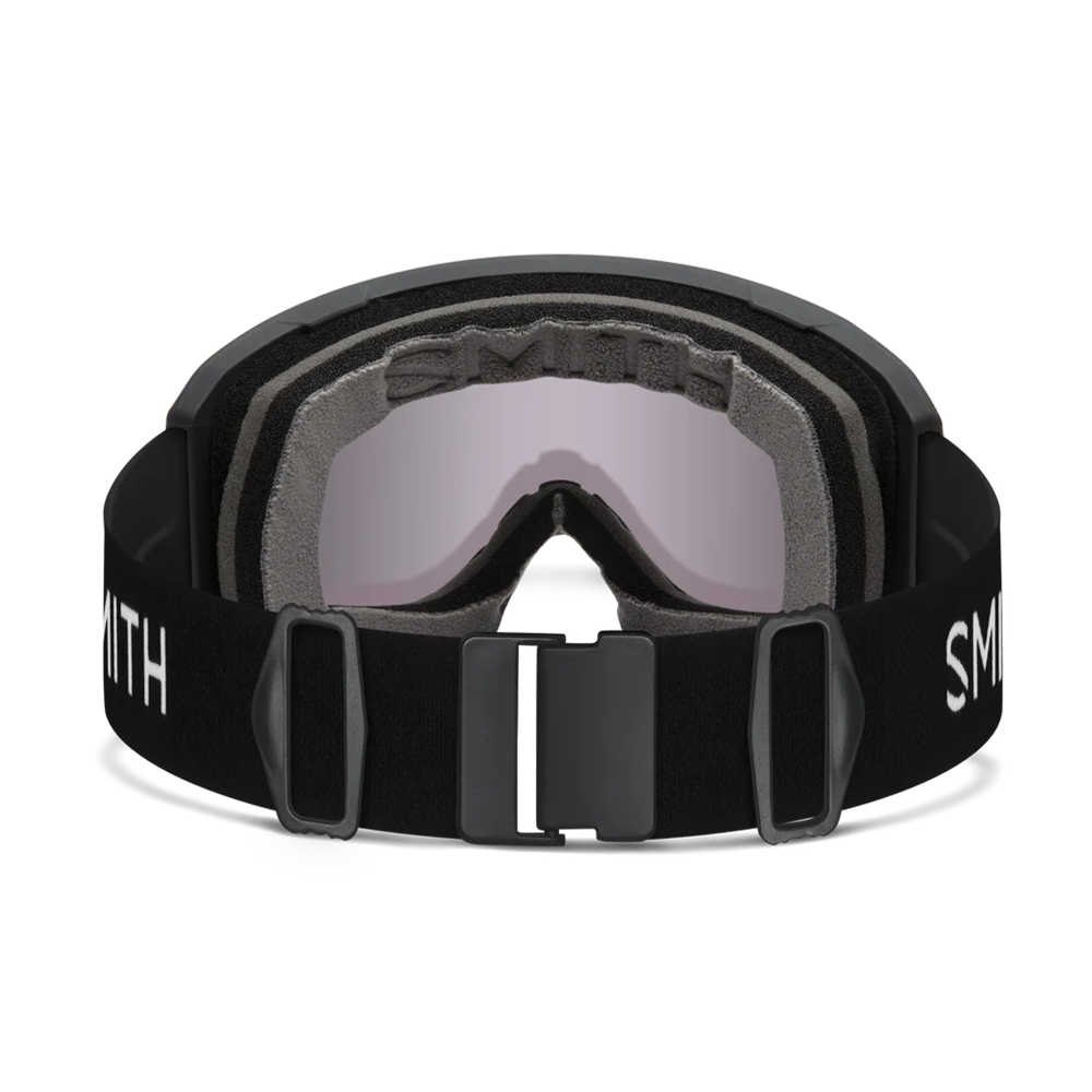 Rear view of the Smith Preview Goggles featuring BirdsEye Vision expanded frame geometry, spherical Carbonic-x ChromaPop lens, triple-layer DriWix face foam, and an ultra-wide silicone-backed QuickFit strap.