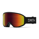 Front view of the Smith Reason OTG Low Bridge Fit Goggles featuring an over-the-glasses frame, modified low-bridge nose foam, floating temple membrane, cylindrical Carbonic-x lens, double-layer DriWix foam, and a silicone-backed QuickFit strap.