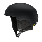 A matte black Smith Rodeo Mips helmet that is designed for skiing and snowboarding and features Mips protection.