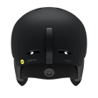 A matte black Smith Rodeo Mips helmet that is designed for skiing and snowboarding and features Mips protection.