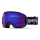 Front view of the Smith Squad Low Bridge Fit Goggles featuring an adjusted low-bridge frame contour, cylindrical Carbonic-x ChromaPop lens, multi-layer DriWix face foam, and a silicone-backed adjustable strap.