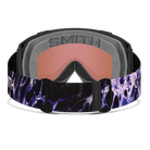 Rear view of the Smith Squad Low Bridge Fit Goggles featuring an adjusted low-bridge frame contour, cylindrical Carbonic-x ChromaPop lens, multi-layer DriWix face foam, and a silicone-backed adjustable strap.