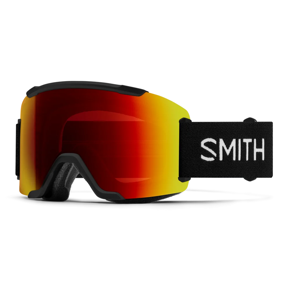 Front view of the Smith Squad Goggles 2027 featuring a low-profile semi-rimless frame, cylindrical Carbonic-x ChromaPop lens, dual-layer DriWix face foam, and a silicone-backed QuickFit strap.