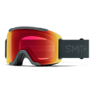 Front view of the Smith Squad Low Bridge Fit Goggles featuring an adjusted low-bridge frame contour, cylindrical Carbonic-x ChromaPop lens, multi-layer DriWix face foam, and a silicone-backed adjustable strap.