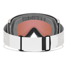 Rear view of the Smith Squad Goggles 2027 featuring a low-profile semi-rimless frame, cylindrical Carbonic-x ChromaPop lens, dual-layer DriWix face foam, and a silicone-backed QuickFit strap.