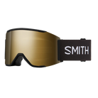 Front view of the Smith Squad MAG Low Bridge Fit Goggles featuring modified low-bridge face foam contours, integrated magnetic MAG retention levers, a cylindrical Carbonic-x ChromaPop lens, and a silicone-backed QuickFit strap.
