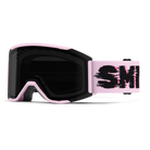 Front view of the Smith Squad MAG Low Bridge Fit Goggles featuring modified low-bridge face foam contours, integrated magnetic MAG retention levers, a cylindrical Carbonic-x ChromaPop lens, and a silicone-backed QuickFit strap.