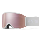 Front view of the Smith Squad MAG Low Bridge Fit Goggles featuring modified low-bridge face foam contours, integrated magnetic MAG retention levers, a cylindrical Carbonic-x ChromaPop lens, and a silicone-backed QuickFit strap.