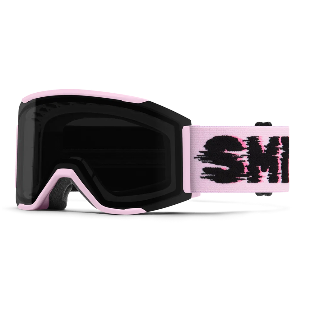 Front view of the Smith Squad MAG Goggles featuring a semi-rimless frame with integrated magnetic MAG retention levers, a cylindrical Carbonic-x ChromaPop lens, triple-layer DriWix face foam, and an ultra-wide silicone-backed strap.