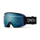Front view of the Smith Squad S Goggles featuring a scaled-down semi-rimless frame, cylindrical Carbonic-x ChromaPop lens, DriWix face foam, and an adjustable silicone-backed strap.