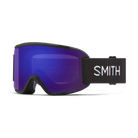 Front view of the Smith Squad S Goggles featuring a scaled-down semi-rimless frame, cylindrical Carbonic-x ChromaPop lens, DriWix face foam, and an adjustable silicone-backed strap.