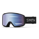 Smith Tribute ski goggles with a black frame, a blue mirrored lens, and a black strap featuring the white Smith logo.