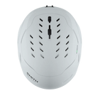 Top view of a white Smith Vantage 2 MIPS Helmet featuring Hybrid SL shell construction, zonal Koroyd honeycomb structures, dual-regulator 40-vent climate control, and a BOA 360 Fit System dial.