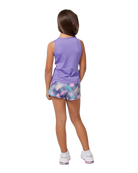  A girl wearing a purple Sofibella Girls UV Tank Top on a white background
