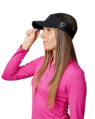 Sofibella Staples Elastic Visor featuring a lightweight design, curved brim, and elastic back for comfortable sun protection.
