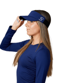 Sofibella Staples Elastic Visor featuring a lightweight design, curved brim, and elastic back for comfortable sun protection.