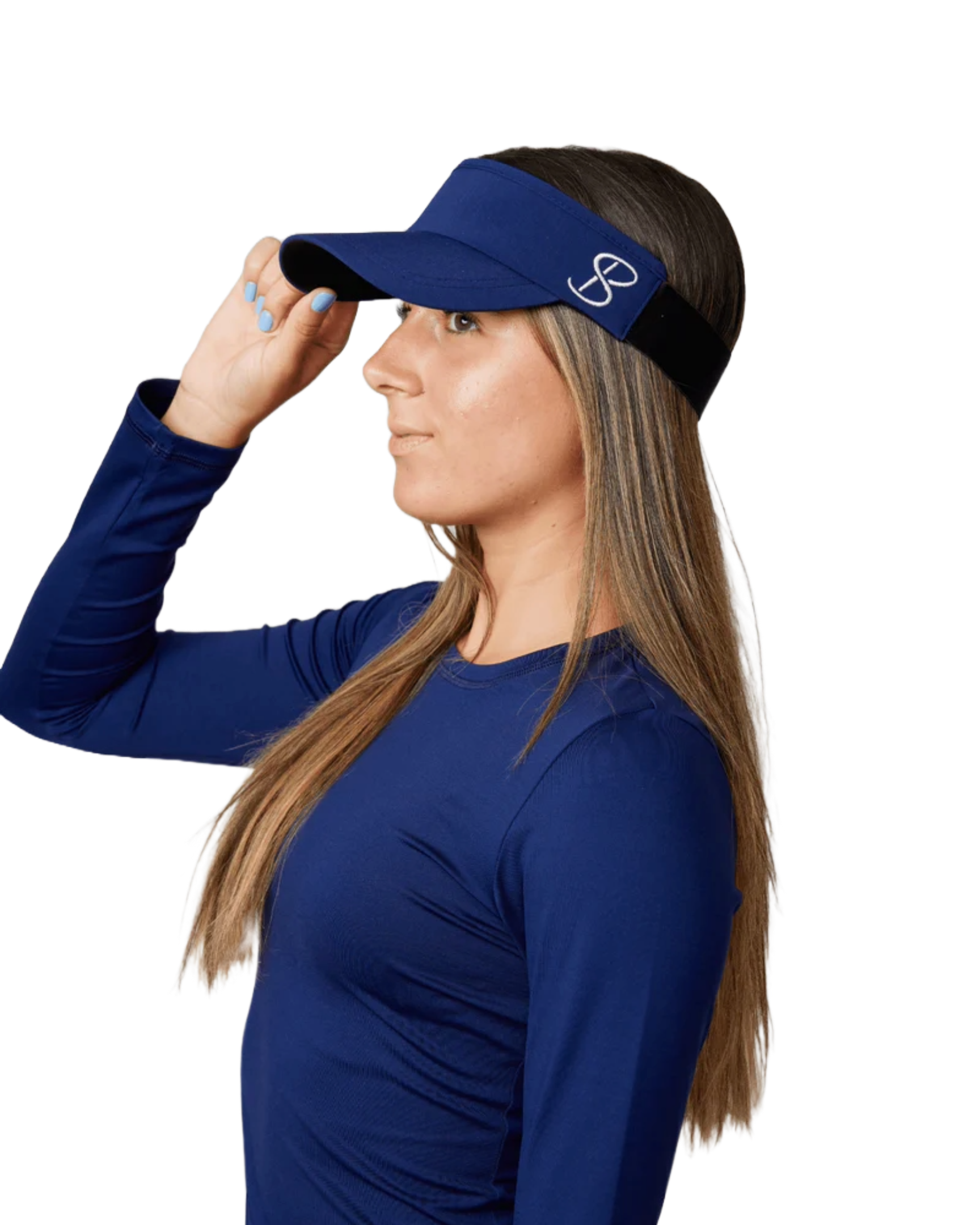 Sofibella Staples Elastic Visor featuring a lightweight design, curved brim, and elastic back for comfortable sun protection.