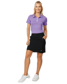 Sofibella Women's Staples 18-inch Golf Skort featuring lightweight performance fabric, built-in shorts, and a flattering athletic fit.