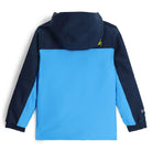A light blue and navy blue Spyder Boys' Mini Slash Ski Jacket that is waterproof, breathable, stretchable, and insulated.