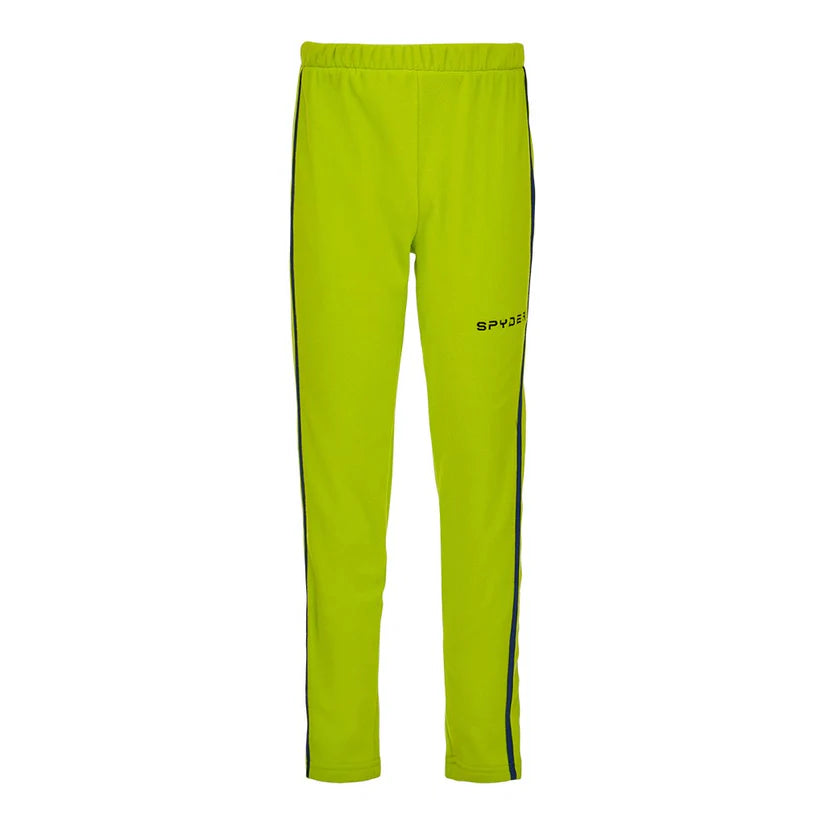 A pair of green SPYDER Boys Speed Fleece pants with elastic waistband and tapered ankles.