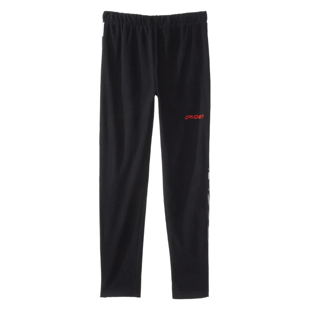 A pair of black SPYDER Boys Speed Fleece pants with elastic waistband and tapered ankles.