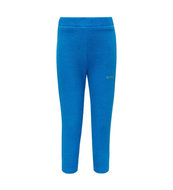 A pair of blue SPYDER Boys Speed Fleece pants with elastic waistband and tapered ankles.