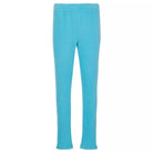 A pair of light blue Spyder Girls' Speed Fleece Pants with elastic waistband and tapered ankles, featuring an embroidered Spyder logo.