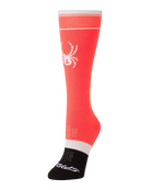 A Spyder Jr Bug Liner Ski Sock featuring high-density stretch performance knit, moisture-wicking synthetic blend, elastic arch support, and flat-knit toe construction.