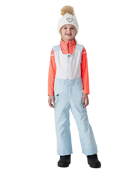 A child wearing a Spyder Toddler Expedition Pants featuring EXO SHIELD stretch waterproof-breathable shell, taped seams, adjustable shoulder straps, and attached stretch fleece vest.