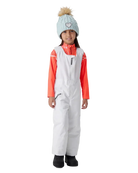 A child wearing a Spyder Toddler Expedition Pants featuring EXO SHIELD stretch waterproof-breathable shell, taped seams, adjustable shoulder straps, and attached stretch fleece vest.