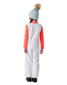 A child wearing a Spyder Toddler Expedition Pants featuring EXO SHIELD stretch waterproof-breathable shell, taped seams, adjustable shoulder straps, and attached stretch fleece vest.