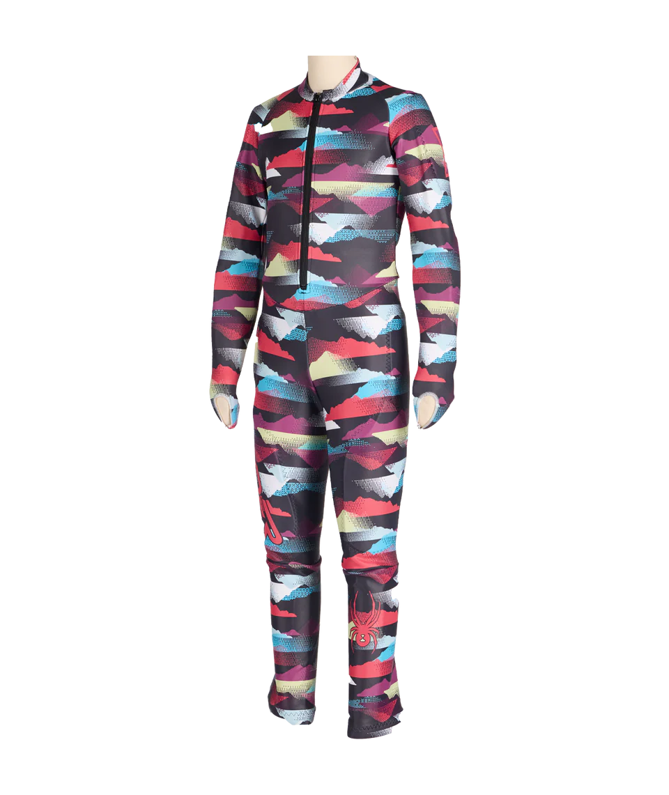 Spyder Performance GS Race Suit featuring stretch performance fabric, removable impact pads, aerodynamic fit, and giant slalom race performance.