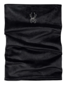 A Spyder Women’s Shimmer Neck Tube featuring 4-way stretch technical knit, seamless anti-chafe construction, shimmer yarn accents, and jeweled crystal logo.