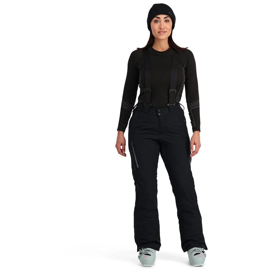Spyder Women's Tarantula Full Zip Ski Pants featuring full-length side zippers, lightweight insulation, weather-resistant fabric, and a women's-specific race fit.