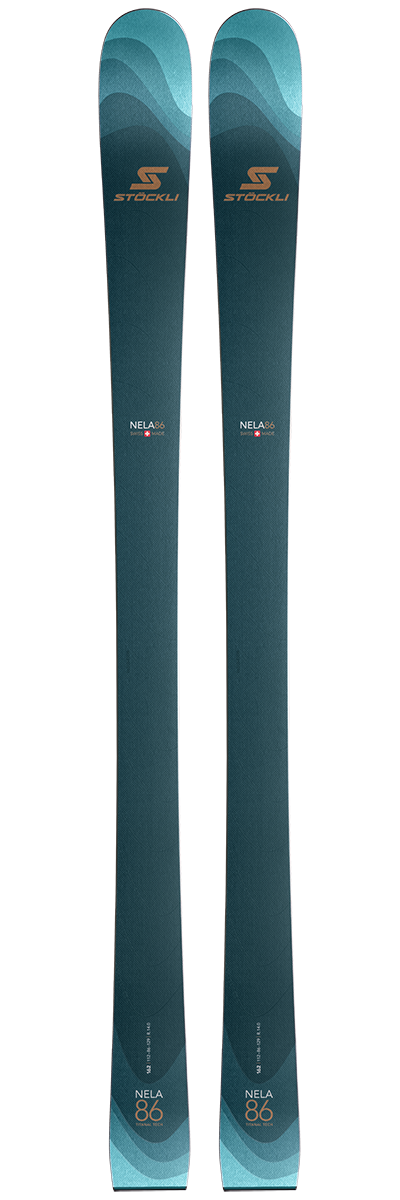 Stöckli Nela 86 Women's Skis 2027 featuring an 86 mm waist, lightweight construction, and versatile all-mountain performance for groomed and variable snow.